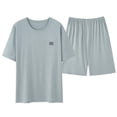 thumbnail image 1 of 2 Piece Pajamas Set for Men Soft Cotton Breathable Comfortable Summer Pjs Shorts Sleepwear Homewear Suits, 1 of 3