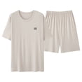 thumbnail image 1 of 2 Piece Pajamas Set for Men Soft Cotton Breathable Comfortable Summer Pjs Shorts Sleepwear Homewear Suits, 1 of 4