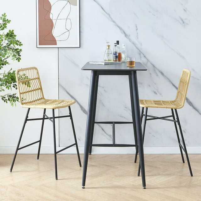 2 Piece Patio Bar Chairs, High Bar Stools, Outdoor High Top Bistro Set