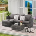 thumbnail image 1 of 2-Piece Patio Furniture Set, Outdoor Woven Sectional L- Shaped Patio Furniture , Wicker Conversation Set with Ottoman, Detachable Lounger Table for Backyard Poolside (Dark Grey), 1 of 11