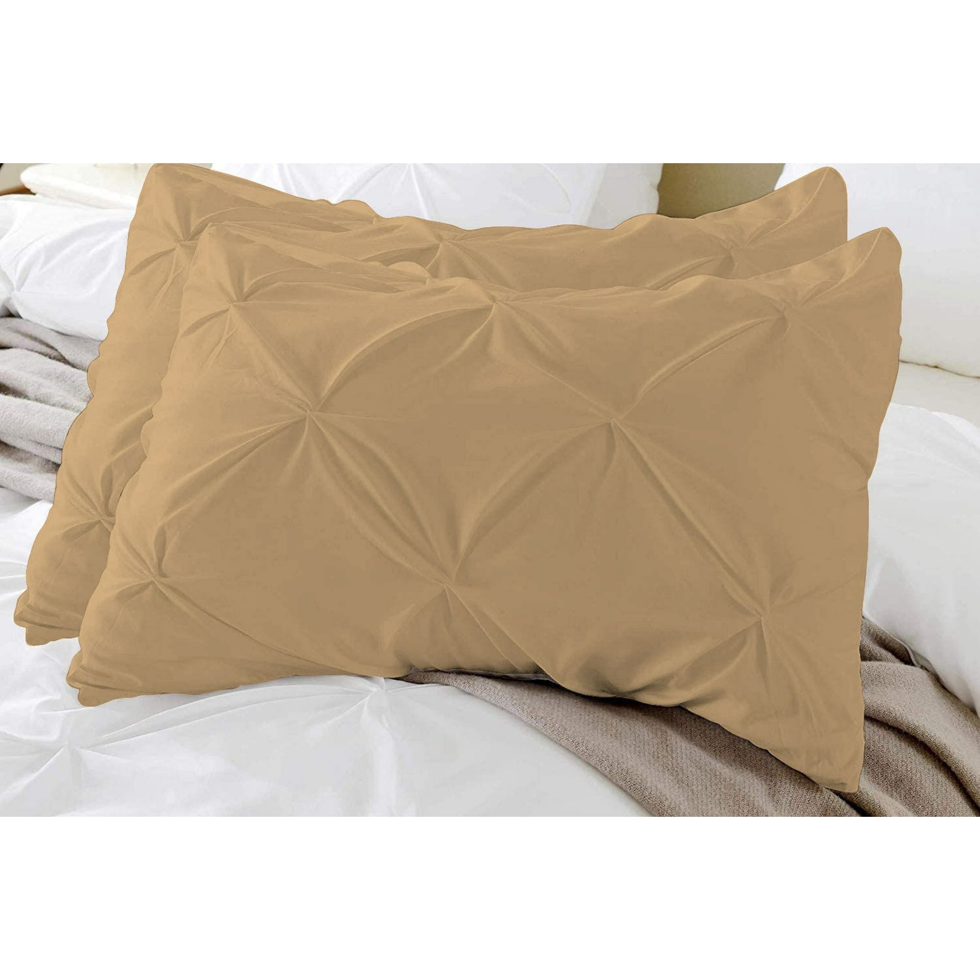 2 Piece Pinch Pleated Solid Taupe European Pillow Shams, (European ...