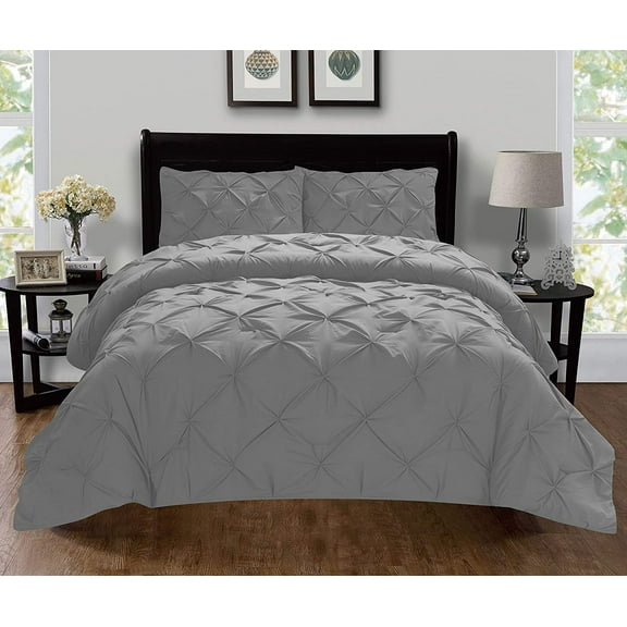 2-Piece Pintuck Design Duvet Cover SetWrinkle-Free Twin/Twin XL Gray