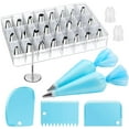 thumbnail image 1 of 2-Piece Piping Bags and Tips Set with 24 Icing Piping Tips, 2 Reusable Pastry Bags 12 Inch, Reusable Piping Icing Bags and Tips, Cake Decorating Kit for Frosting Cookie, Cupcake, 1 of 4