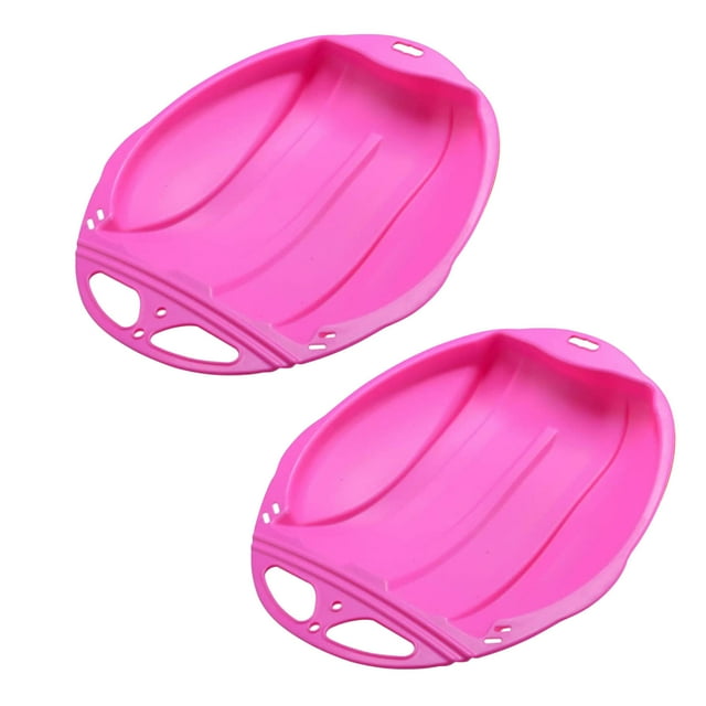 2 Piece Plastic Snow Sled for Kids Adult- Flexible Toboggan Sleds with ...