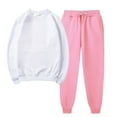 thumbnail image 1 of 2 Piece Plus Size Sets for Women Fall Solid Color Round Neck Pullover Casual Sports Pants Sports Set, 1 of 5