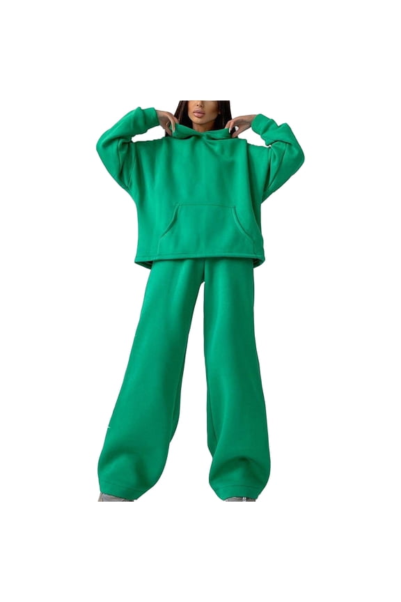 2 Piece Plus Size Sets for Women Fall Versatile Round Neck Long Sleeve Loose Pants Set For Women