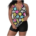 thumbnail image 1 of 2 Piece Plus Size Swimsuit For Women V Neck Sleeveless V Neck Tops High Waist Shorts Modest Bathing Suit (XXL, Black), 1 of 7