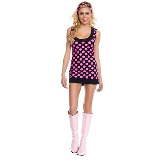 2 Piece Polka Dot Gogo Dress Costume, Extra Large