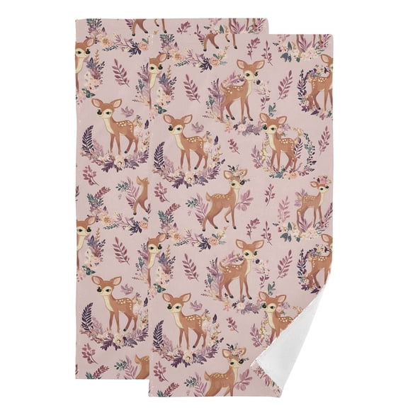 2-Piece Polyester cotton Towel Set Absorbent Beautiful Spotted Deer Hand Towel Bath Towel Soft and Comfortable Machine Wash 28.3x14.4
