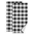 thumbnail image 1 of 2-Piece Polyester cotton Towel Set Absorbent Black White Grey Plaid Pattern Hand Towel Bath Towel Soft and Comfortable Machine Wash 28.3x14.4, 1 of 7