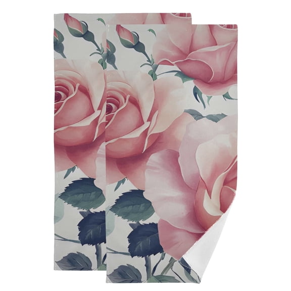 2-Piece Polyester cotton Towel Set Absorbent Bright Roses Hand Towel Bath Towel Soft and Comfortable Machine Wash 28.3x14.4
