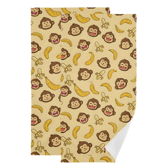 2-Piece Polyester cotton Towel Set Absorbent Cute Monkey Hand Towel Bath Towel Soft and Comfortable Machine Wash 28.3x14.4