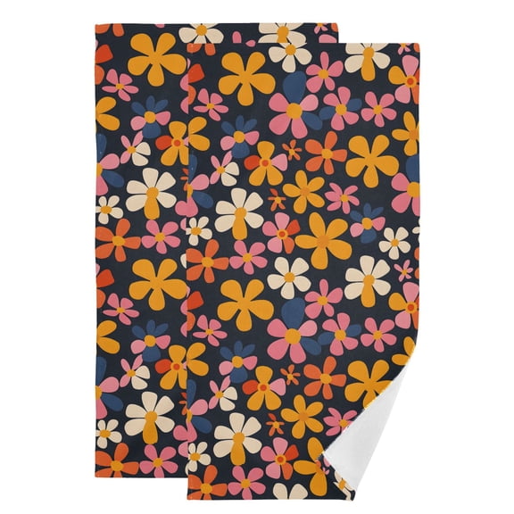 2-Piece Polyester cotton Towel Set Absorbent Floral Groovy Vector Hand Towel Bath Towel Soft and Comfortable Machine Wash 28.3x14.4