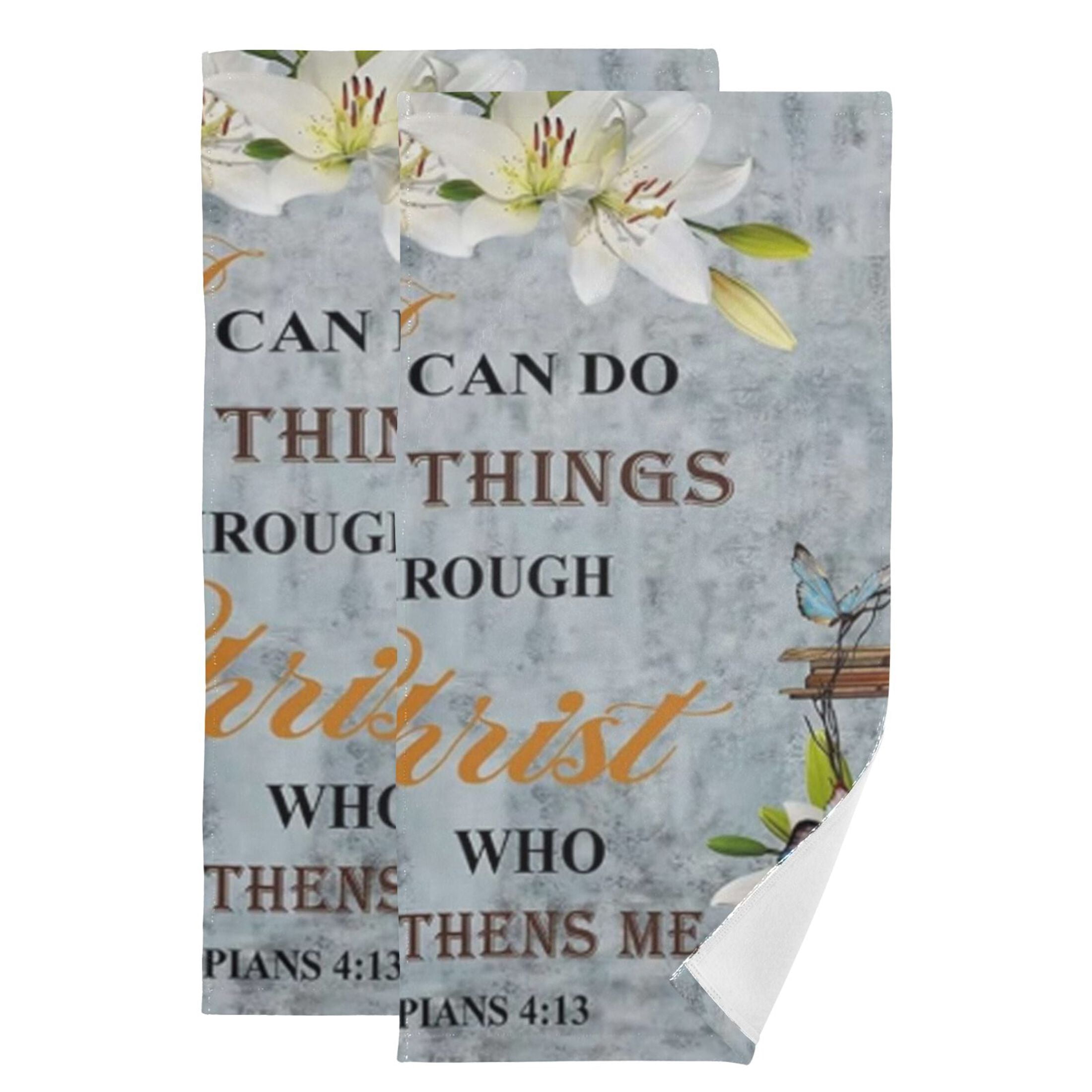 2-Piece Polyester cotton Towel Set Absorbent Generic Rustic Religious Hand Towel Bath Towel Soft and Comfortable Machine Wash 28.3x14.4