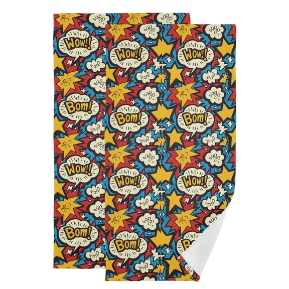 2-Piece Polyester cotton Towel Set Absorbent Inspired by The Of Pop Art in The 1990s It Has Cartoon-style Graphics and Voice Bu Hand Towel Bath Towel Soft and Comfortable Machine Wash 28.3x14.4