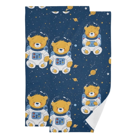 2-Piece Polyester cotton Towel Set Absorbent Mode with Baby Bear Astronaut Vector Cartoon Illustration Hand Towel Bath Towel Soft and Comfortable Machine Wash 28.3x14.4