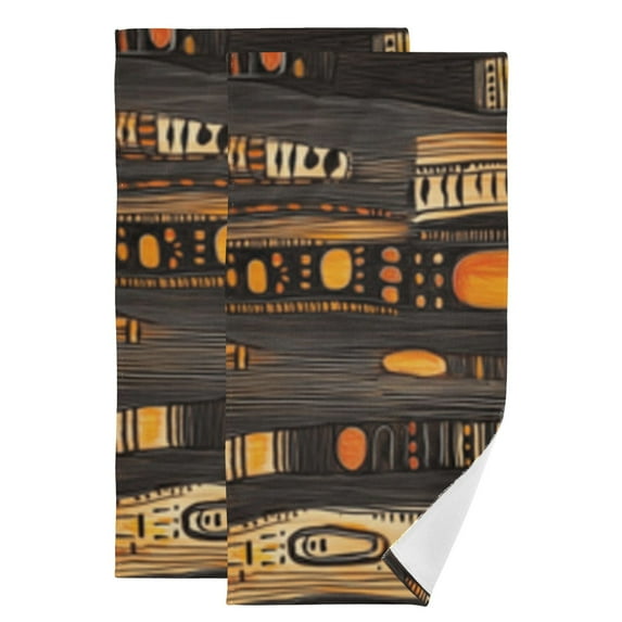 2-Piece Polyester cotton Towel Set Absorbent Patterns in African Art Hand Towel Bath Towel Soft and Comfortable Machine Wash 28.3x14.4