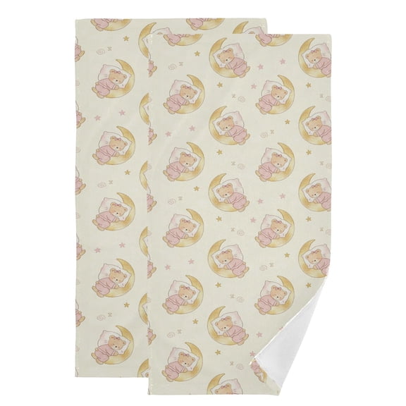 2-Piece Polyester cotton Towel Set Absorbent The Little Bear Is Sleeping Hand Towel Bath Towel Soft and Comfortable Machine Wash 28.3x14.4