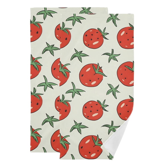 2-Piece Polyester cotton Towel Set Absorbent Tomato Pattern Hand Towel Bath Towel Soft and Comfortable Machine Wash 28.3x14.4