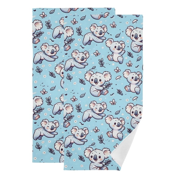 2-Piece Polyester cotton Towel Set Absorbent with Cartoon Koala Hand Towel Bath Towel Soft and Comfortable Machine Wash 28.3x14.4