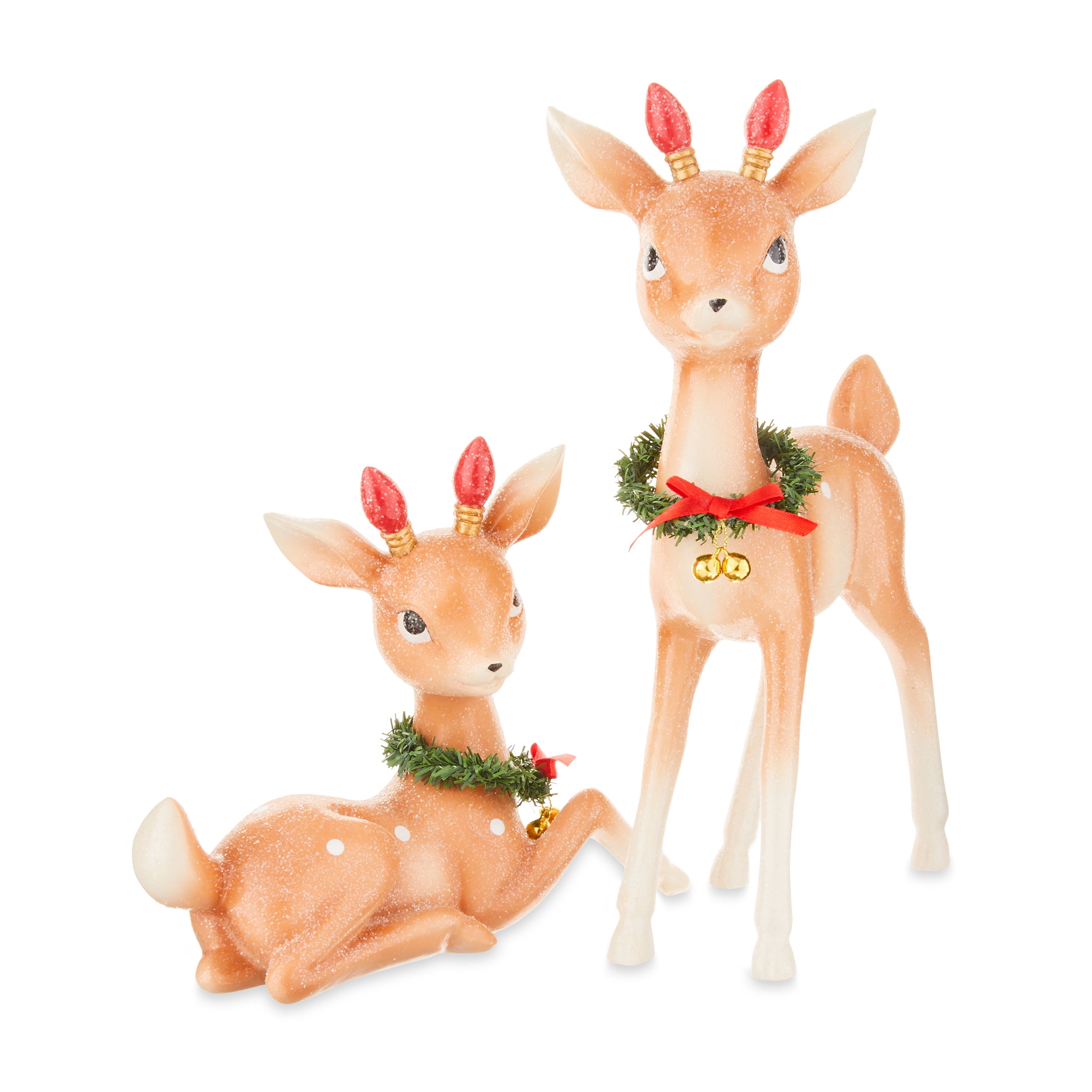 2Piece Polyresin Brown Deer Christmas Decor, 11 in, by Holiday Time