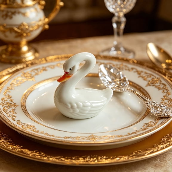 2-Piece Porcelain Lovebirds Salt and Pepper Shaker Set, Elegant Kitchen Countertop Centerpiece and Dining Table Decor