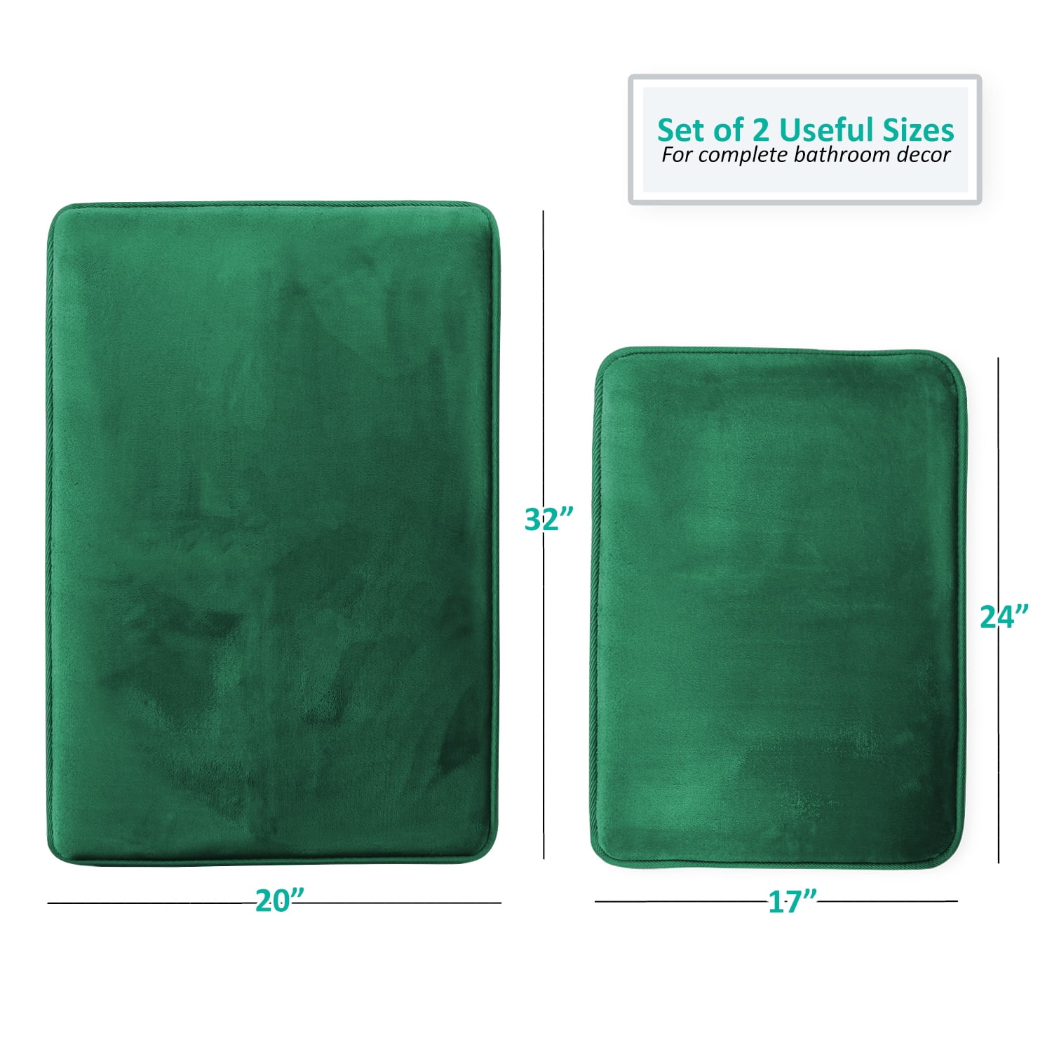 2 Piece Premium Memory Foam Bathroom Mat Set 17x24 and 20x32 inch Bath ...