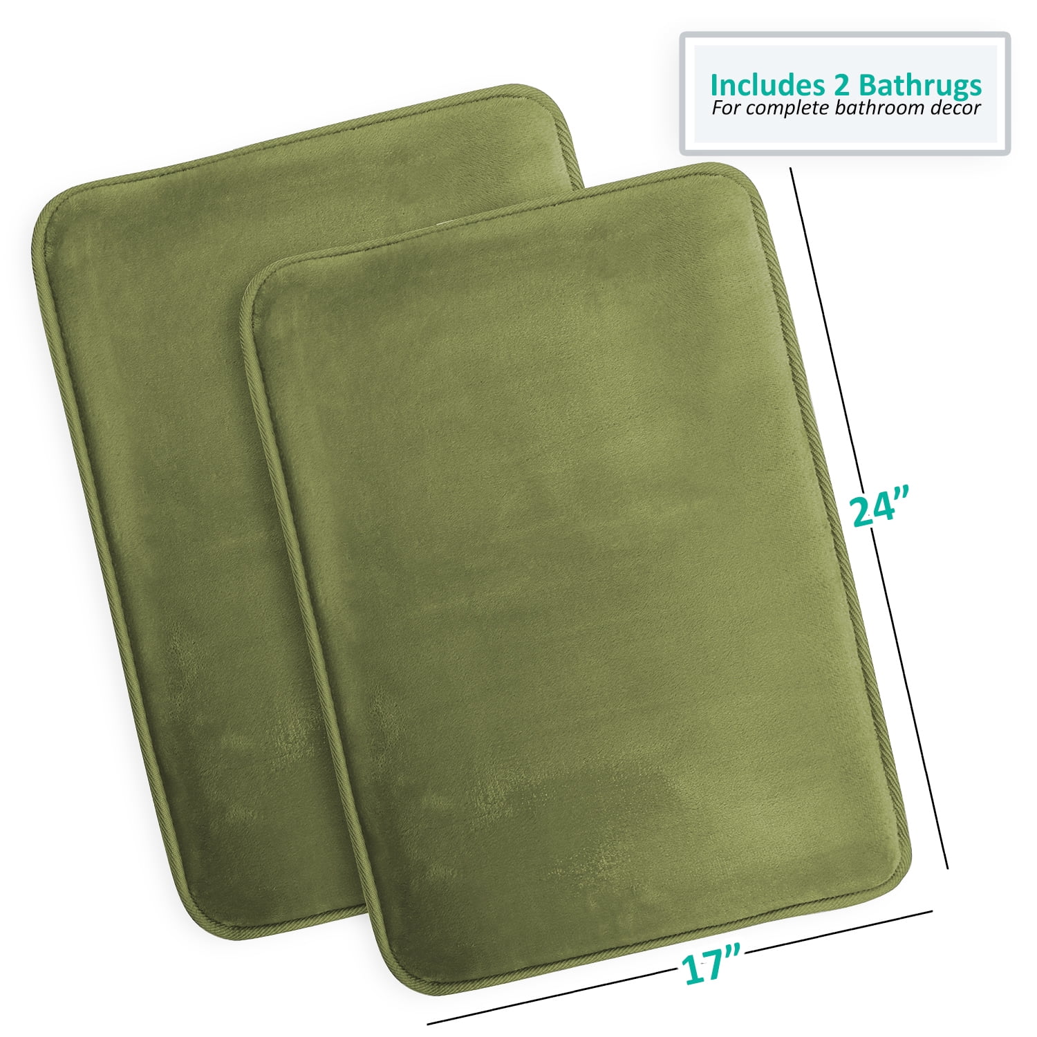 2 Piece Premium Memory Foam Bathroom Mat Set 2 17x24 inch Bath Rugs