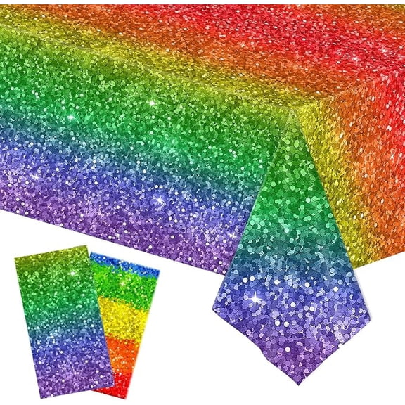 2 Piece Pride Rainbow Tablecloths Neon Gradient