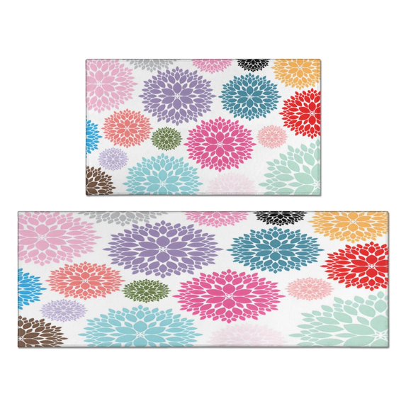 2 Piece Purple Pink Dalia Rug Kitchen Rug Set, Decor Kitchen Rugs, Absorbent Non-Slip Washable Floor Mats, Home Indoor Runner Rugs 17"x47"+17"x30"