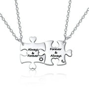2 Piece Puzzle Necklace Best Friends Bff Stainless Steel Jewelry with Gifts Bag Birthday Christmas Gifts