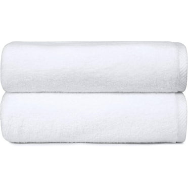 2 Piece Quick-Dry Oversize Bath Towel, 100% Cotton, White, 54" x 30"