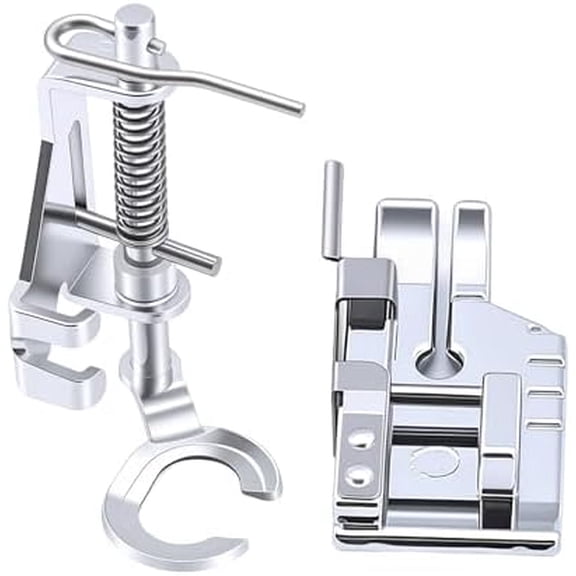 2-Piece Quilting Presser Foot Set - 1/4 Inch Snap On Seam Guide Foot & Open Toe Free Motion Darning Embroidery Foot for Low Shank Sewing Machines, Compatible with Brother, Singer, Janome