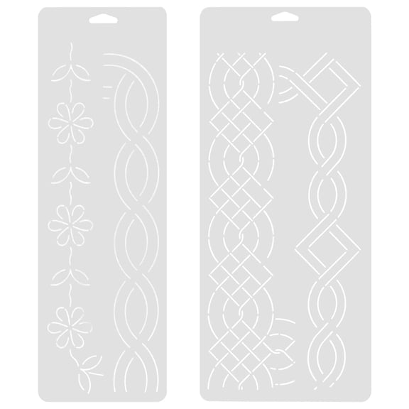 2-Piece Quilting Stencil Set Plastic Flower Geometric Design for Sewing Embroidery Craft Projects