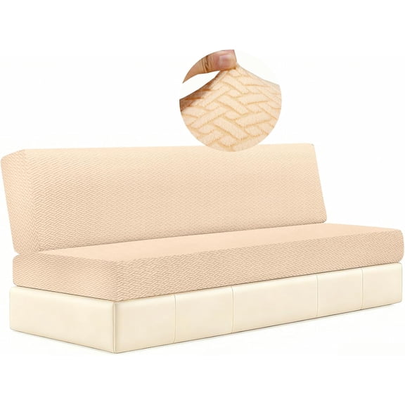 2 Piece RV Couch Covers for Sofa Bed, Stretch Elastic Camper Slipcover for RV Jackknife Sofa Bed, Washable Anti-Slip Furniture Protector, Pet Friendly & Wrinkle Free(Beige)