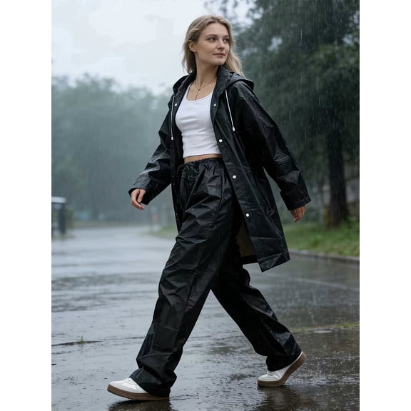2-Piece Rain Suit for Adults, Reusable Raincoat Set with Jacket & Pants, Lightweight & Waterproof Rain Gear for Hiking, Travel, Cycling, Easy to Store & Portable Rain Outfit (5 Colors)