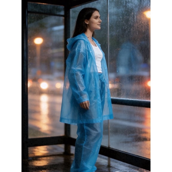 2-Piece Rain Suit for Adults, Reusable Raincoat Set with Jacket & Pants, Lightweight & Waterproof Rain Gear for Hiking, Travel, Cycling, Easy to Store & Portable Rain Outfit (5 Colors)