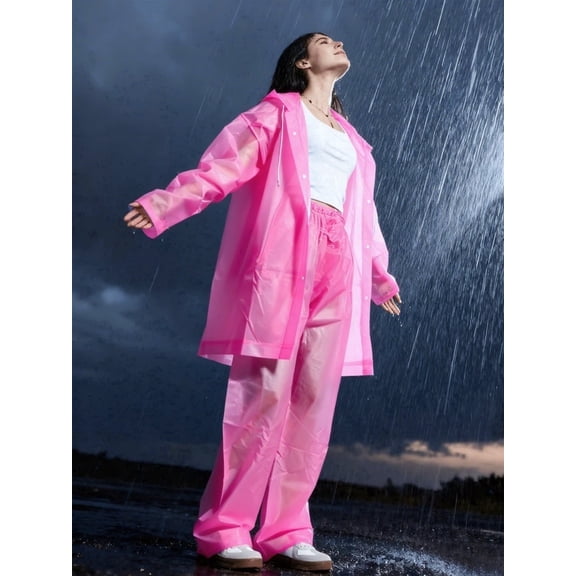 2-Piece Rain Suit for Adults, Reusable Raincoat Set with Jacket & Pants, Lightweight & Waterproof Rain Gear for Hiking, Travel, Cycling, Easy to Store & Portable Rain Outfit (5 Colors)