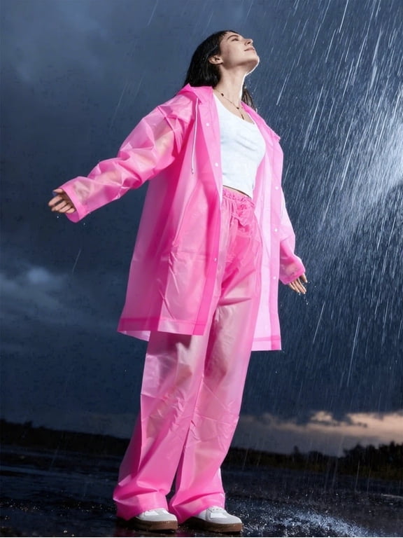 2-Piece Rain Suit for Adults, Reusable Raincoat Set with Jacket & Pants, Lightweight & Waterproof Rain Gear for Hiking, Travel, Cycling, Easy to Store & Portable Rain Outfit (5 Colors)