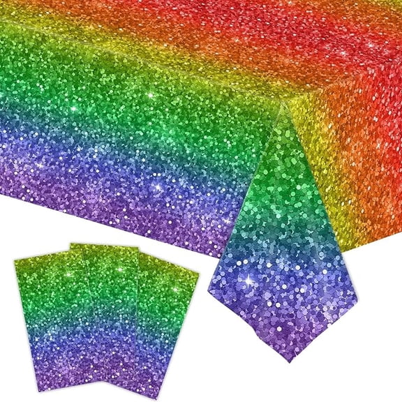 2 Piece Rainbow Pride Disposable Plastic Tablecloths 54 x 108 Inches
