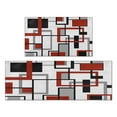 thumbnail image 1 of 2 Piece Red Black Geometric Rug Kitchen Rug Set, Decor Kitchen Rugs, Absorbent Non-Slip Washable Floor Mats, Home Indoor Runner Rugs 17"x47"+17"x30", 1 of 7