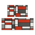thumbnail image 1 of 2 Piece Red Grey Geometric` Rug Kitchen Rug Set, Decor Kitchen Rugs, Absorbent Non-Slip Washable Floor Mats, Home Indoor Runner Rugs 17"x47"+17"x30", 1 of 7
