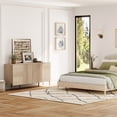 thumbnail image 1 of 2-Piece Reeded Bedroom Set, Modern Minimalist Nightstand and Dresser Set, Oak Wooden Chest With Hidden Handles For Bedroom, Living Room, 1 of 10