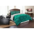 thumbnail image 1 of 2-Piece Reversible Microfiber Comforter Set Alternative Duvet with Pillow Shams -Full/Queen, Turqouise/White, 1 of 1