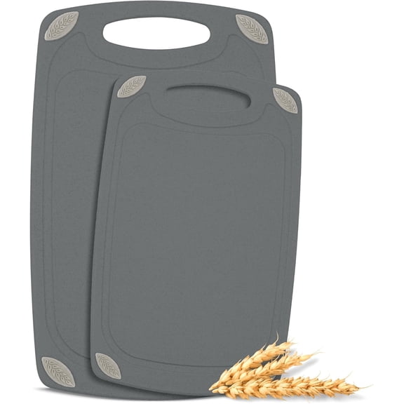 2 Piece Reversible Wheat Straw Cutting Board Set Natural Food Grade Eco Friendly BPA Free Gluten Free Kitchen Chopping Boards