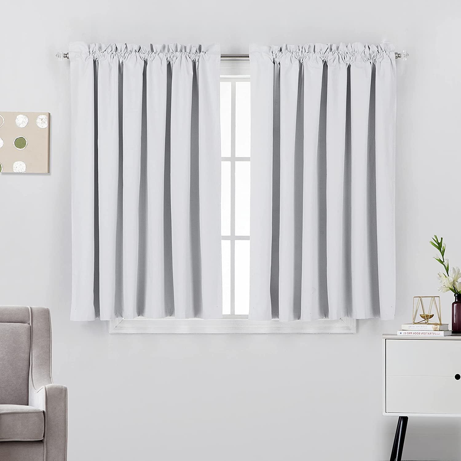 "2 Piece Insulated Blackout Curtains for Bedroom, Rod Pocket, 52""W x ...