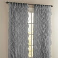 thumbnail image 1 of 2 Piece Rod Pocket Sheer Voile Vertical Ruffled Waterfall Window Curtain Panels Set (63" Long, Gray), 1 of 2