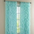 thumbnail image 1 of 2 Piece Rod Pocket Sheer Voile Vertical Ruffled Waterfall Window Curtain Panels Set (63" Long, Sea Blue), 1 of 2