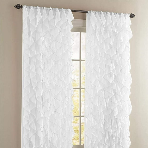 Diamond Home Cascade Classic White Solid Print Shabby Chic Rod Pocket Blackout Waterfall Valances, 84 x 50 in ( 2 Panels)