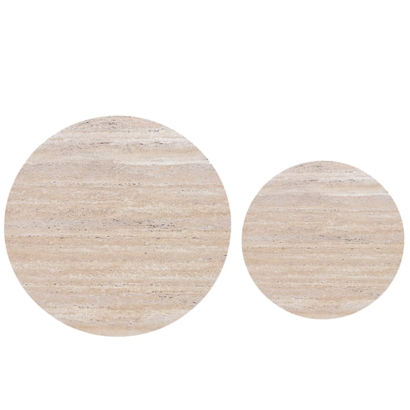 2-Piece Round Replacement Table Tops 27.7" & 19.7" Travertine Gray